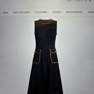 STAUD Black Sleeveless A-Line Midi Dress